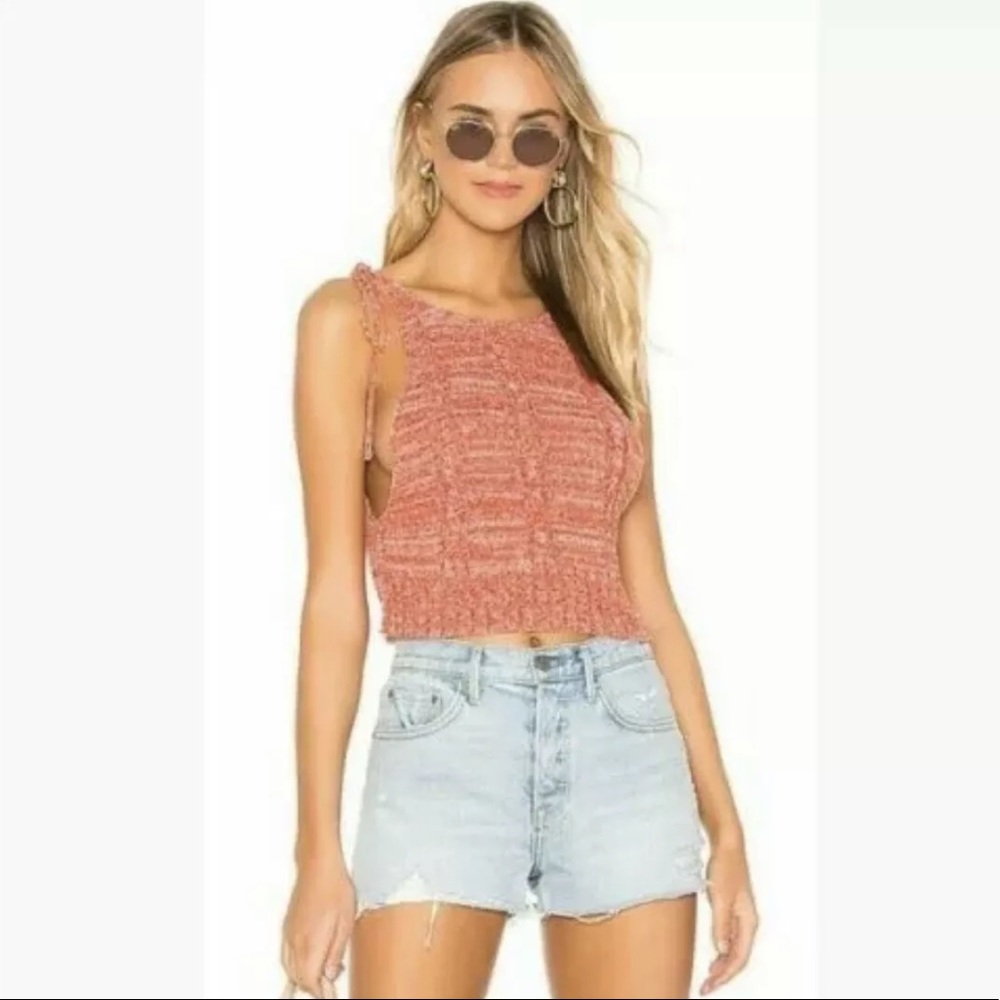 Free People Bombshell Tie Shoulder Tank Crop Top